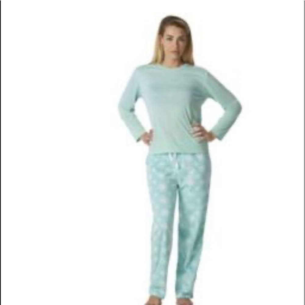 Nuvano Women's Tee and Pant Sleep Set - Mint Small